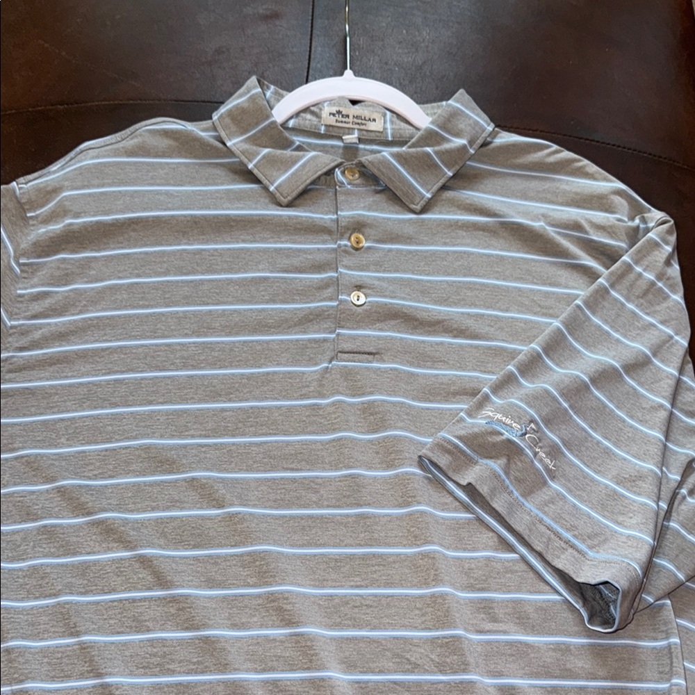 Peter Millar Collection Men's Gray Striped Polo Shirt